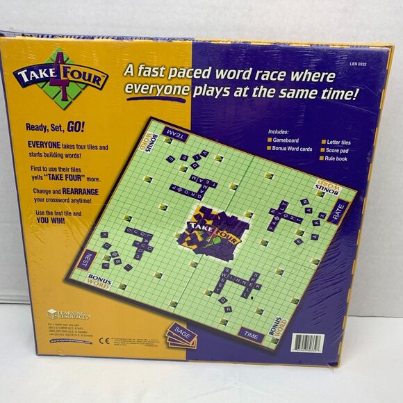 Take 4 Four Family Word Crossword Board Game Learning Resources 2-8 Players New - Picture 2 of 5